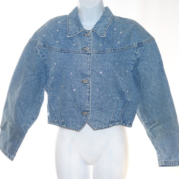 Jordache Jackets & Blazers - Retro Jordache Cropped Jean Jacket Rhinestones